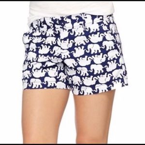 Lilly Pulitzer pack your trunks elephant shorts navy white 00 guc